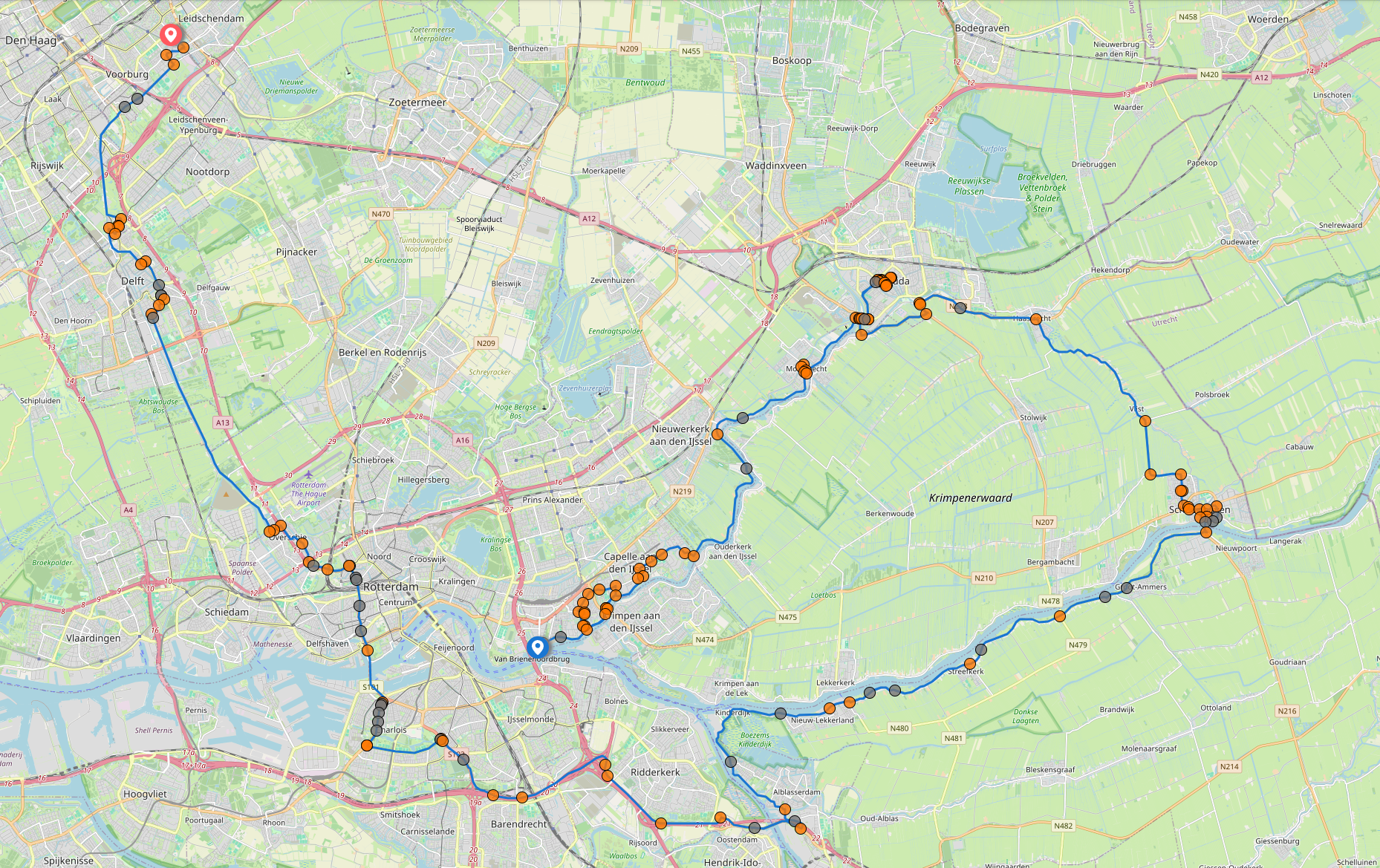 Zuid Holland Loop map